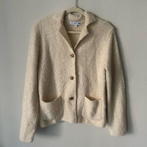 UNIQLO x INES DE LA FRESSANGE BOUCLE KNIT JACKET Wool Button in Cream Small